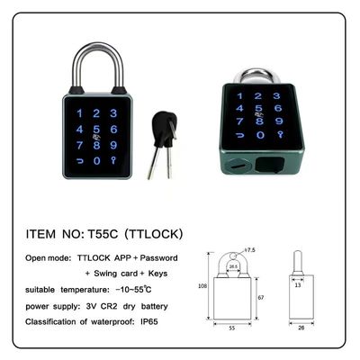 Bluetooth PadLock مع الشاشة الملموسة للكورتيكارد الباب السياج الباب خارجية الباب