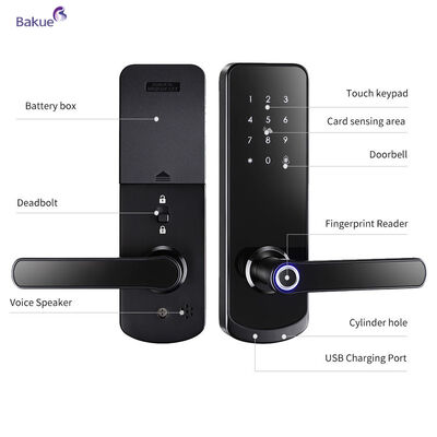 مضاد للحريق 60min يتناسب مع سمك الباب 38 إلى 50mm 60min قفل الباب الذكي مضاد للحريق مع WiFi eKey APP جهاز إدارة الوصول عن بعد