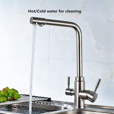 3 في 1 جهاز تنقية المياه الصنبور النحاس الفولاذ المقاوم للصدأ H330 XW200mm سطح السفينة