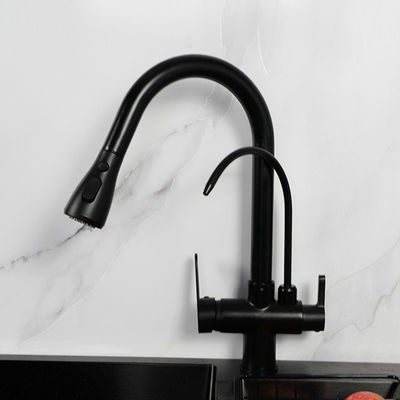 الصنبور الأسود لمياه الشرب ذات الطرق الثلاثة مع المياه المصفاة H410 XW225mm